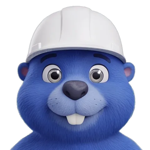 Scout, the ScopeAI assistant — a blue beaver in a white hard hat